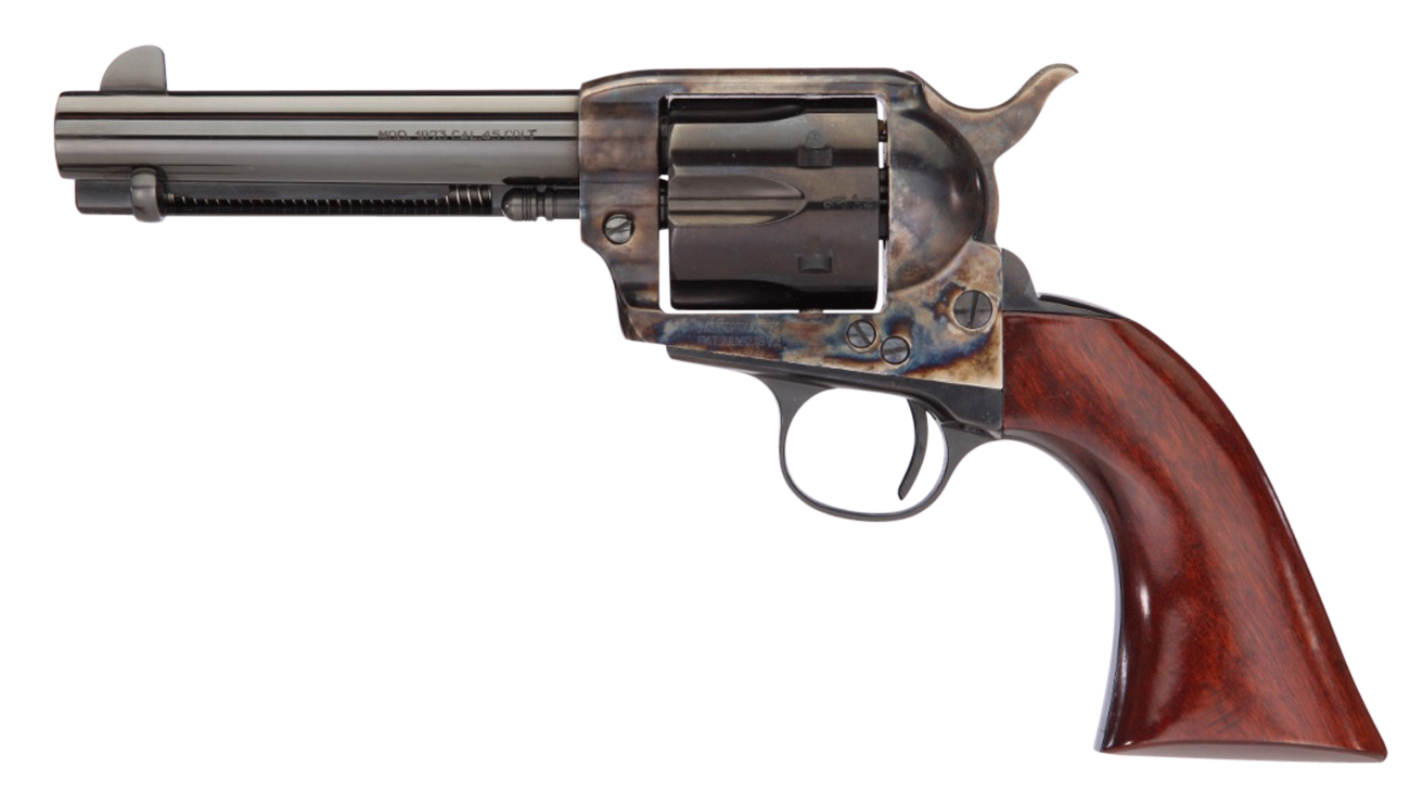 Taylors & Company 555148DE 1873 Cattleman Gunfighter 357 Mag 6rd 4.75" Blued Cylinder & Barrel Color Case Hardened Steel Frame Walnut Army Size Grip (Taylor Tuned)