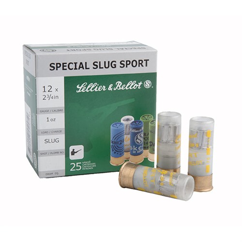 Sellier & Bellot SB12SLUG Shotgun  12Gauge 2.75" 1oz Rifled Slug Shot 25 Rounds