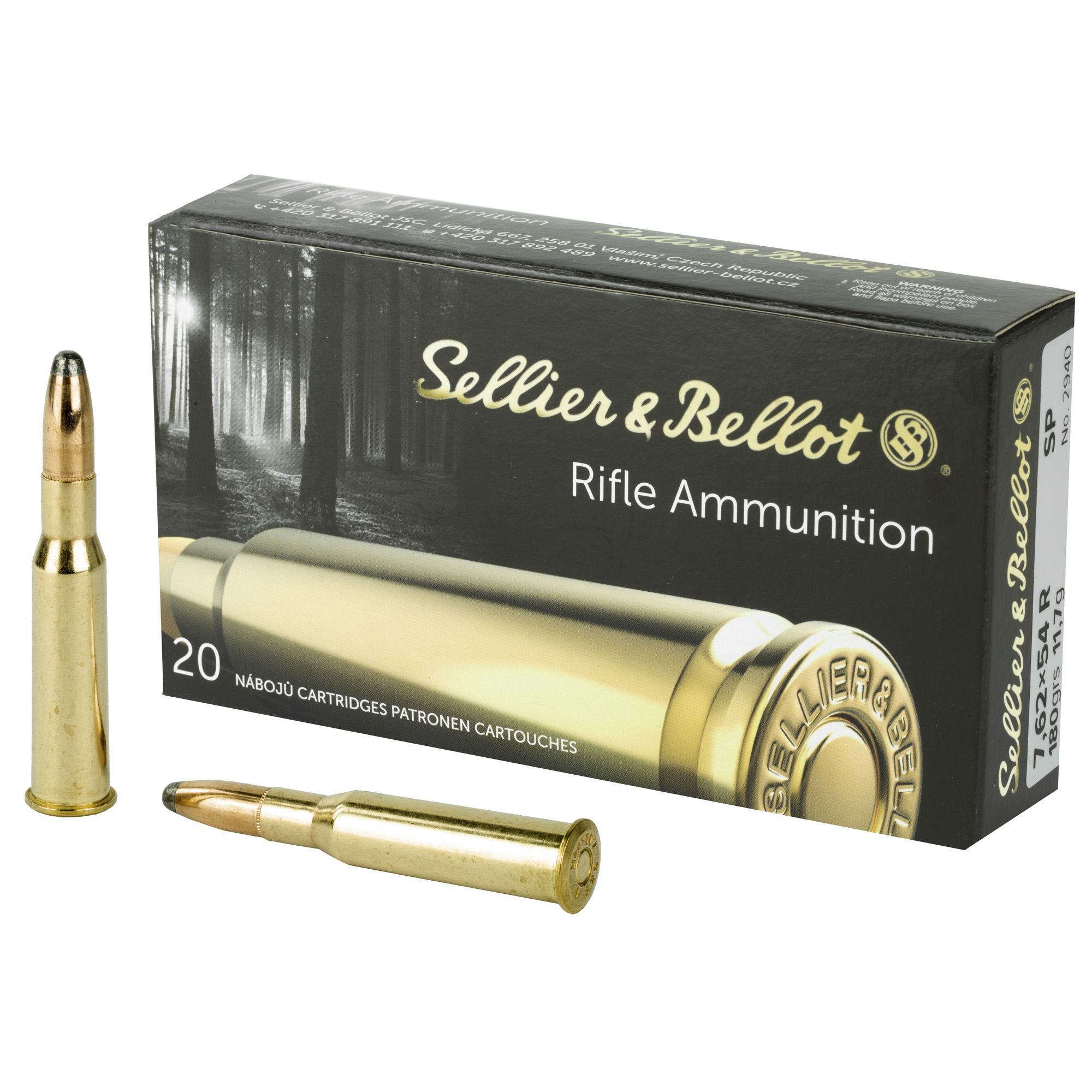 Sellier & Bellot SB76254RB 7.62x54mmR Soft Point 180 Grain 20 Rounds