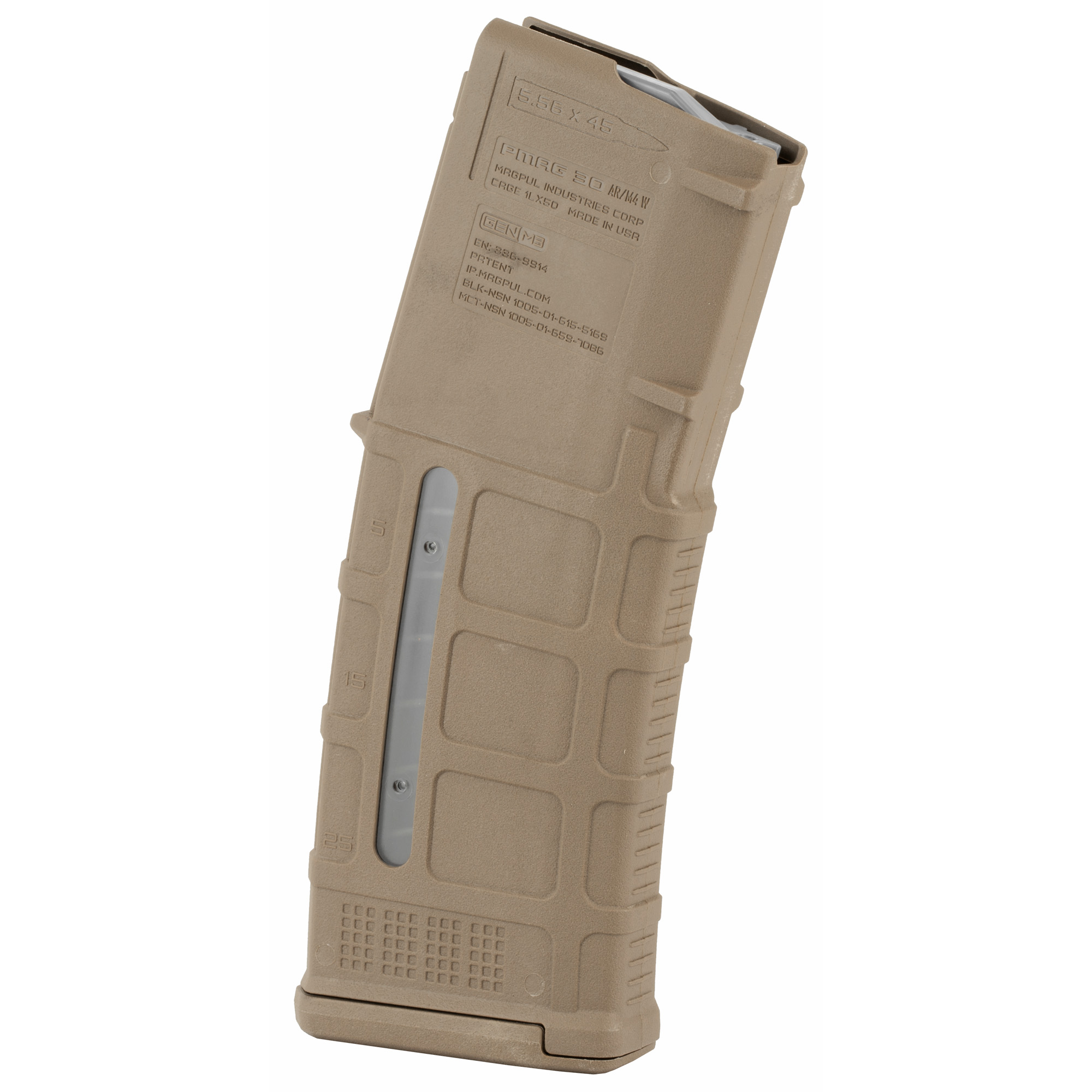 Magpul MAG556MCT PMAG GEN M3 30rd Detachable w/Capacity Window 223 Rem/5.56x45mm NATO Fits AR-15/M16/M4 Coyote Tan Polymer