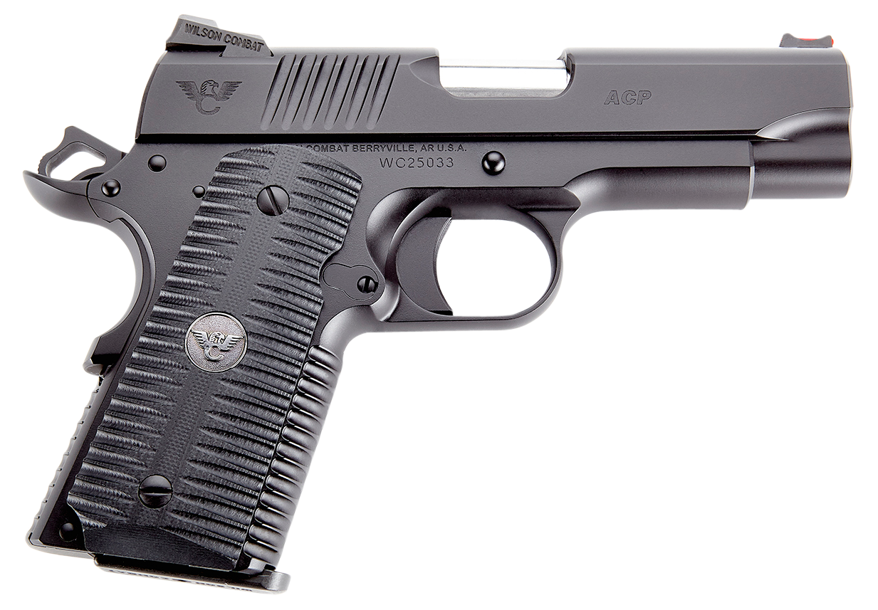 Wilson Combat ACP Compact 9mm Luger 4 Inch 8 Rounds Armor-Tuff Carbon Steel G10 Grip