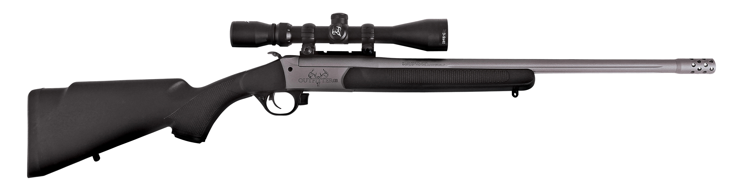 Traditions CRS-351130LT Outfitter G3 Takedown 350 Legend 1rd 22", Stainless Cerakote Barrel/Rec, Black Synthetic Stock, Muzzle Brake, 3-9x40mm BDC Scope