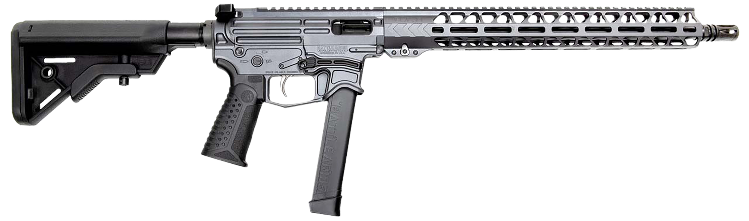 Battle Arms Development Billet XIPHOS 9 AR Rifle - Combat Grey | 9mm | 16" Barrel | 15" M-LOK Free-Float Rail | Ambi Charging Handle | Nickel Teflon Trigger | B5 Bravo Stock