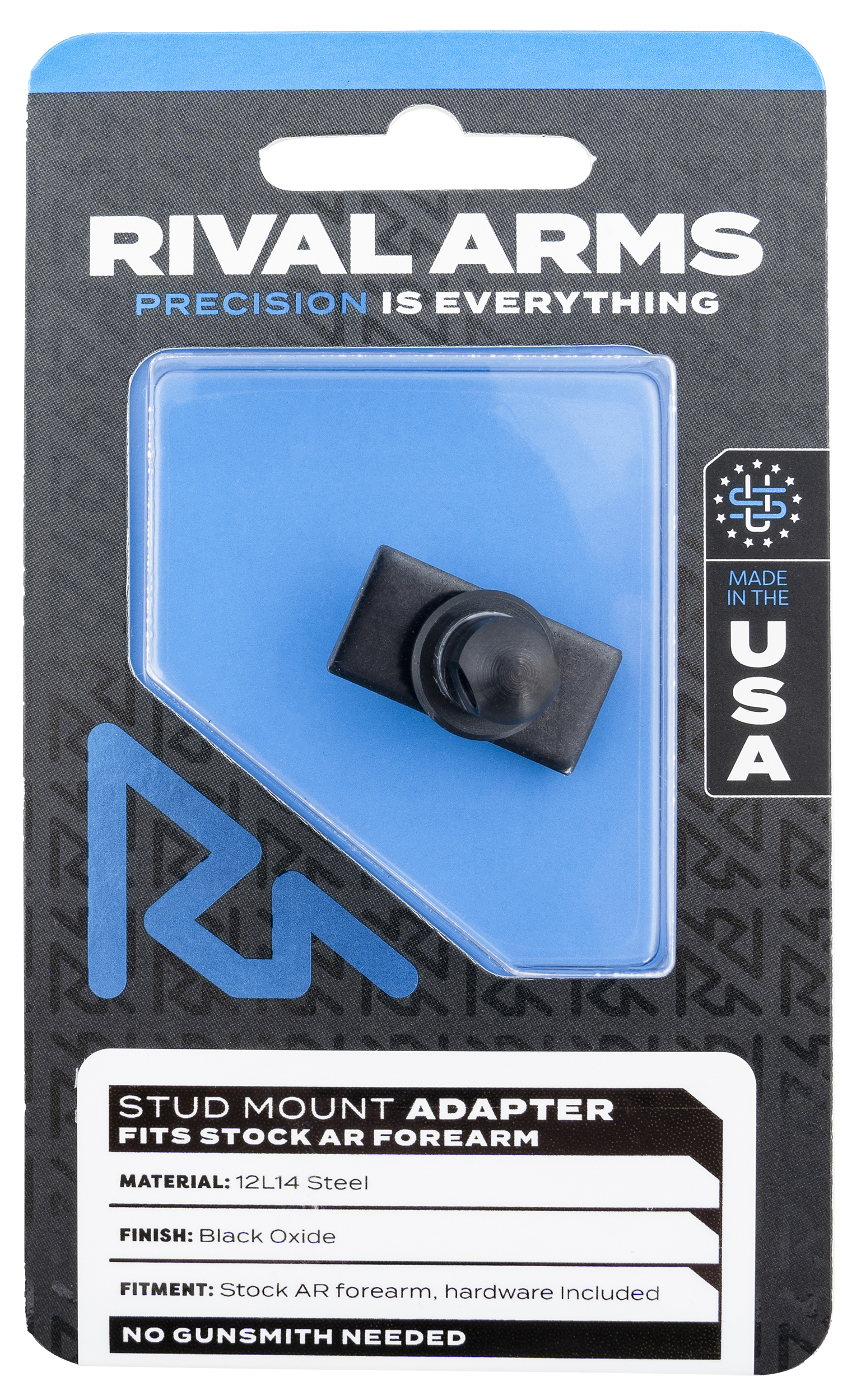 Rival Arms RA-RA92M6B Stud Mount Adapter 12L14 Steel Oxide for AR Forearm