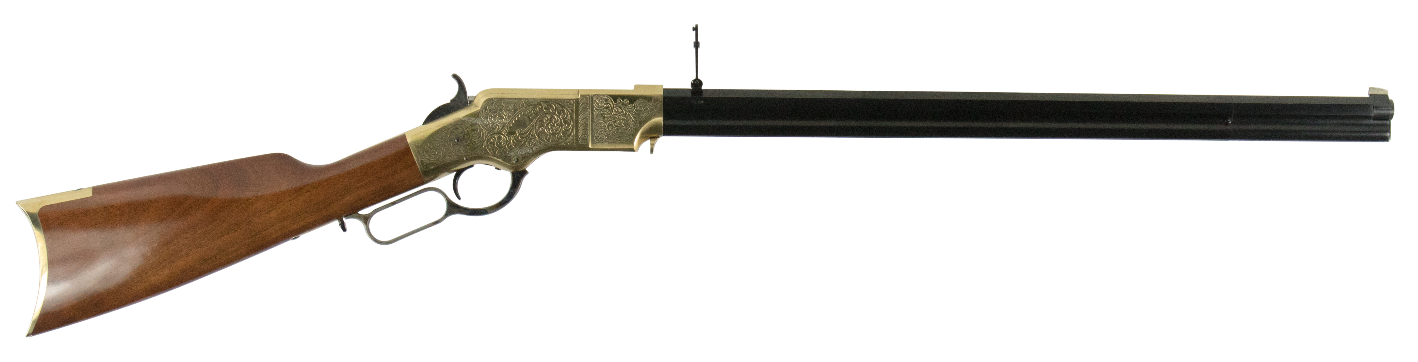 Taylors & Company 550296 1860 Brass Engraved 44-40 Win 13+1 24.25" Blued Octagon Barrel, Brass Engraved/ Brass Receiver, Walnut/ Synthetic Stock,
