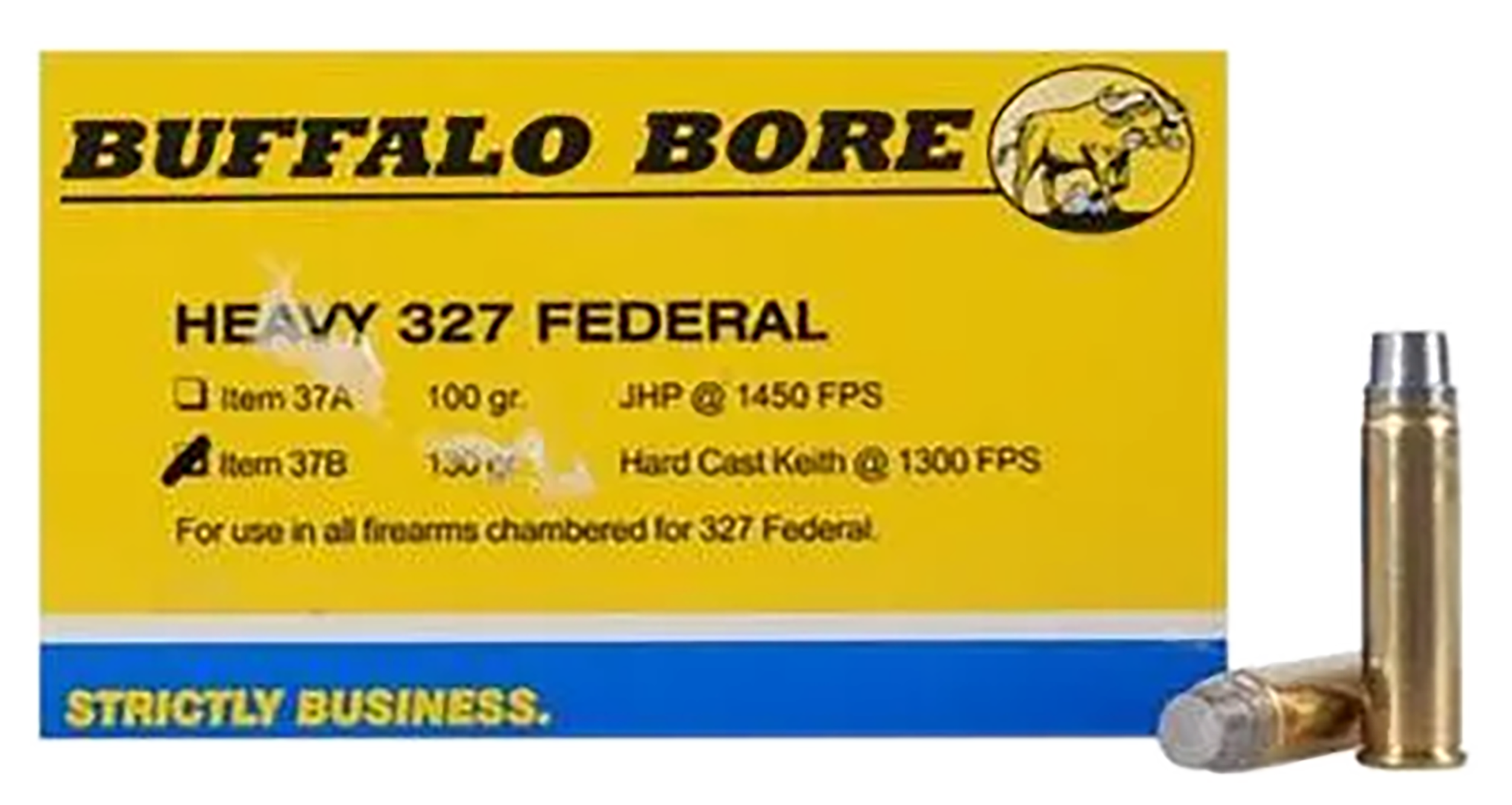 Buffalo Bore Ammunition 37B20 Heavy Strictly Business 327Federal Mag 130gr Hard Cast 20 Rounds