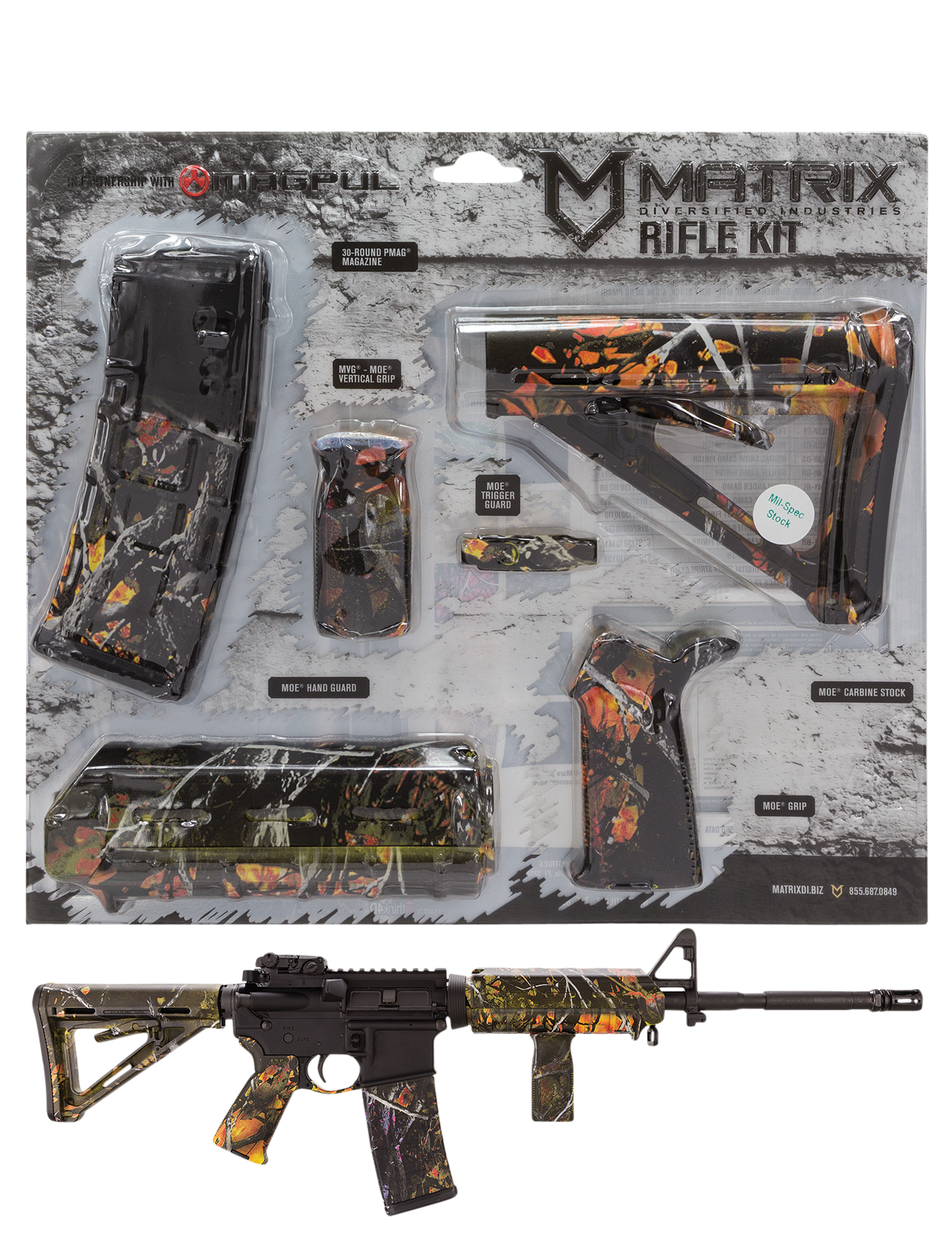 Matrix Diversified Ind Magpul Carbine Accessory Kit AR-15 Wildfire Camo