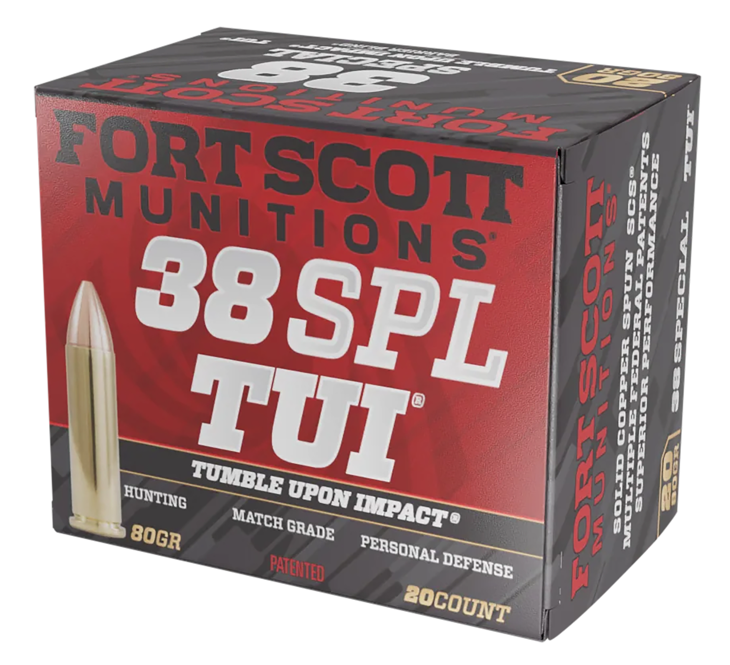 Fort Scott Munitions Pistol Ammo 38 Spl 80 gr. TUI 20 rd.
