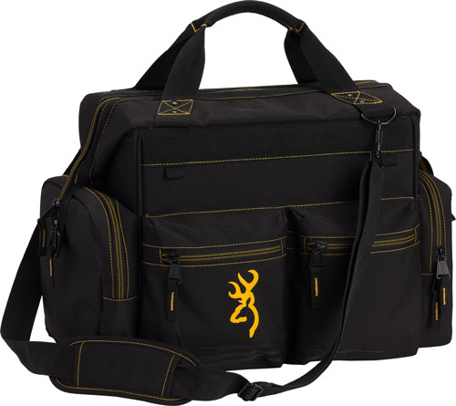 Browning 121095899 Black & Gold Shooter's Bag Black w/Buck Mark Logo Ripstop Polyester