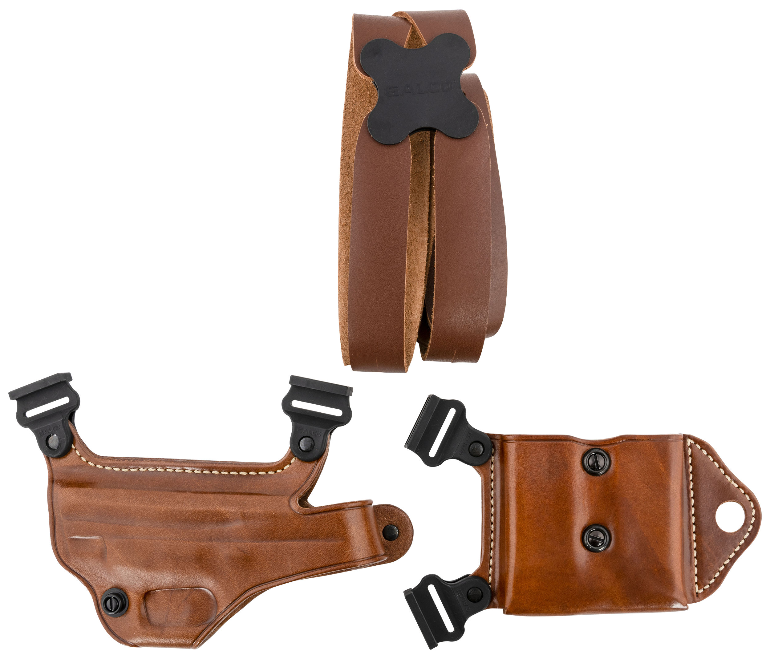 Galco MCII653 Miami Classic II Shoulder System Size Fits Chest Up To 56" Tan Leather Compatible w/S&W M&P Shield/Glock 43/43X/Springfield Hellcat Pro