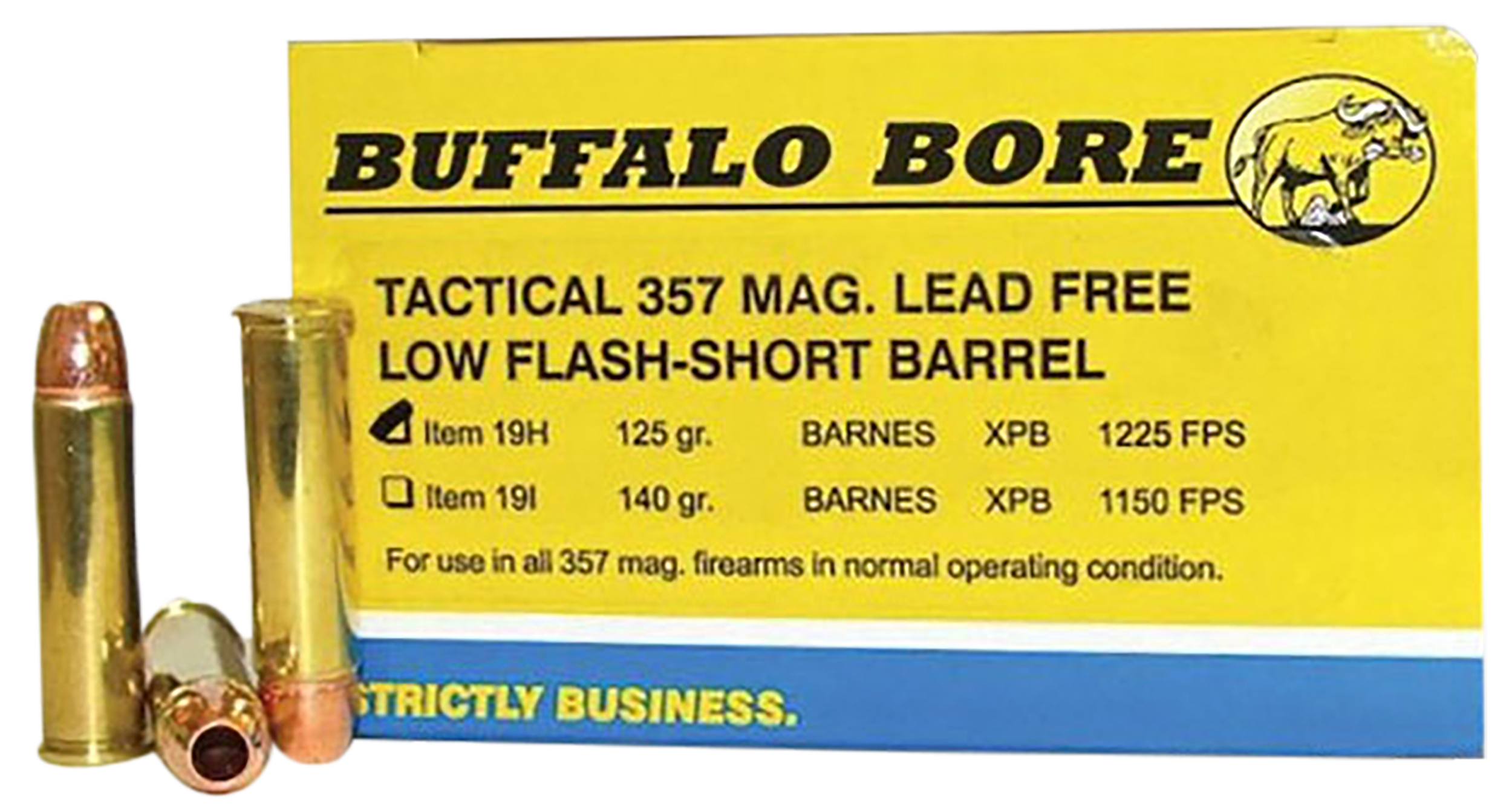 Buffalo Bore Ammunition 19H20 Buffalo-Barnes Strictly Business 357Mag 125gr Barnes VOR-TX XPB Lead Free 20 Rounds