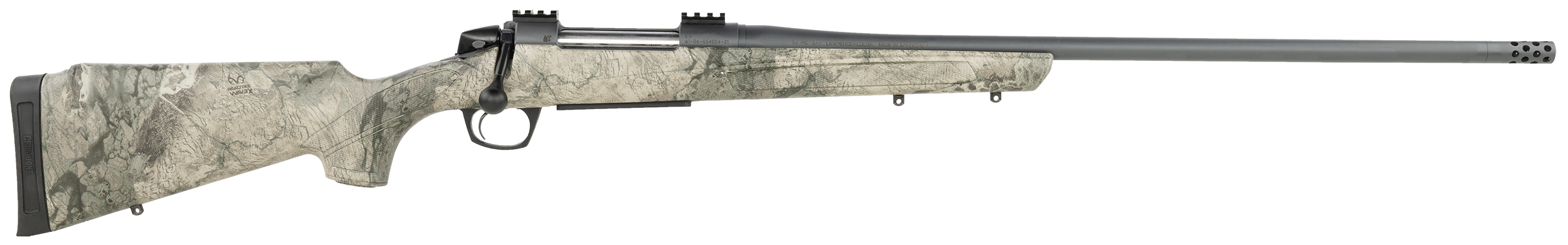 CVA CR6985 Cascade  28 Nosler 3+1 26" Sniper Gray Cerakote 26" Carbon Steel Barrel w/Muzzle Brake, Exclusive Realtree Rockslide Fixed w/SoftTouch Stock