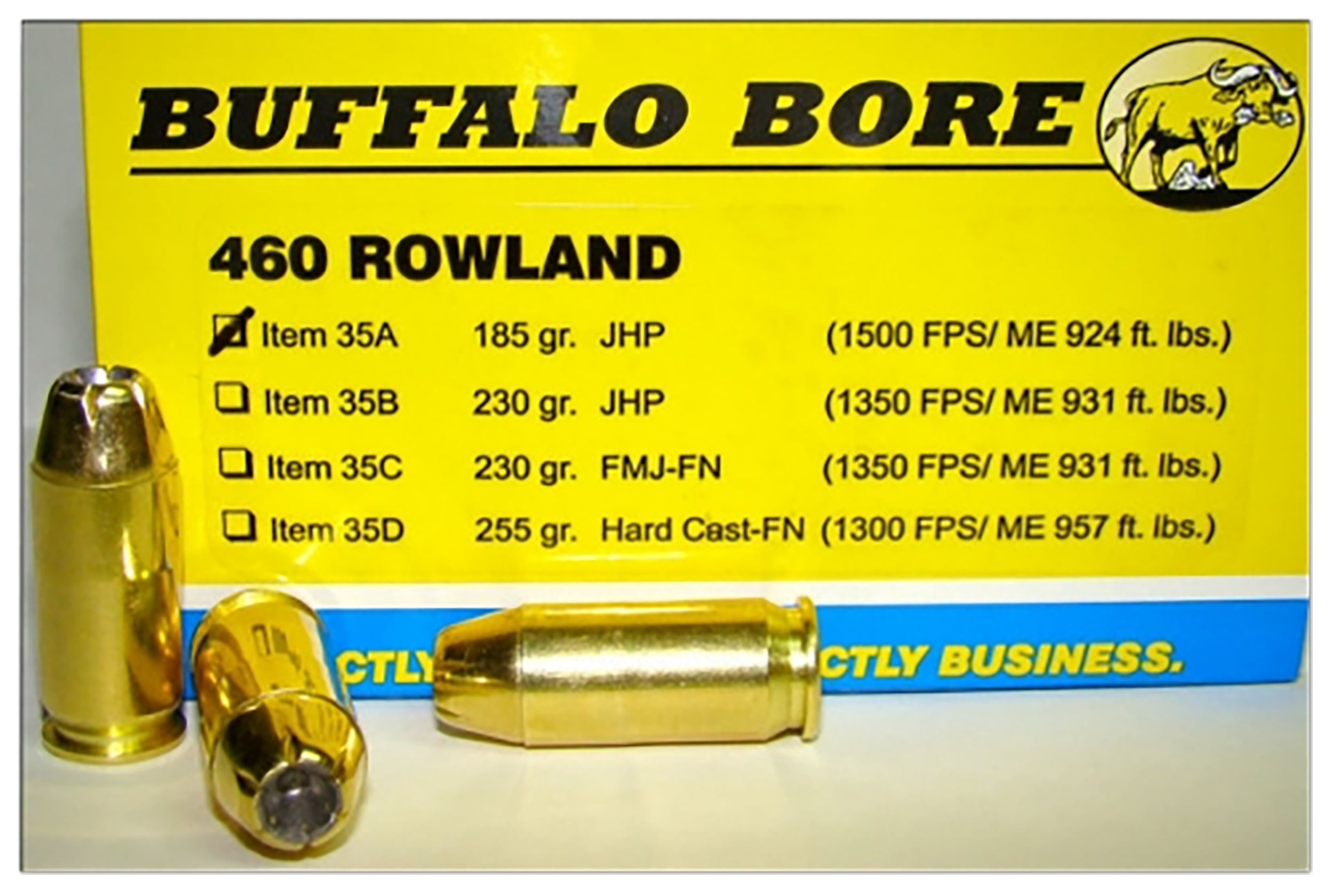 Buffalo Bore Ammunition 35A20 Personal Defense Strictly Business 460Rowland 185gr Jacket Hollow Point 20 Rounds