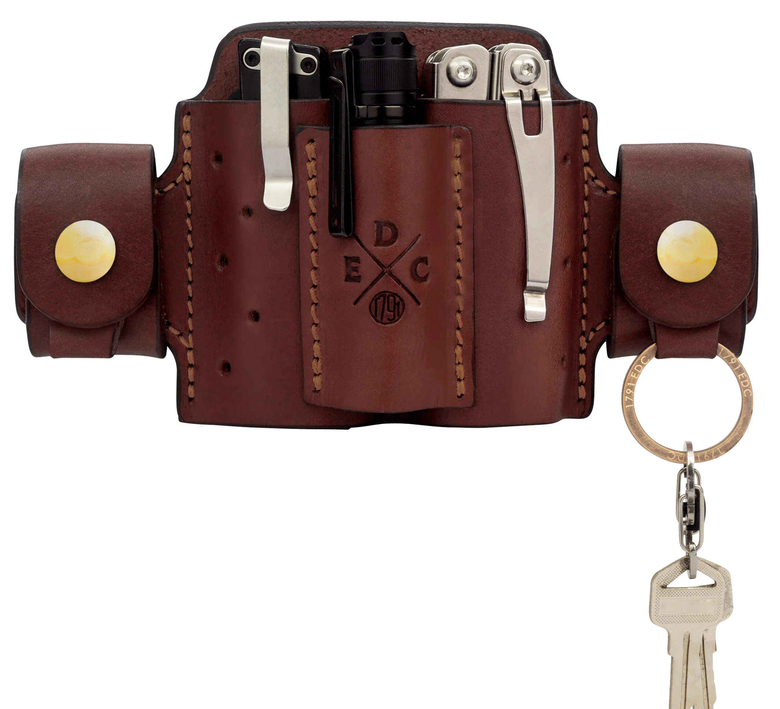1791 Gunleather MNASMFCHNA EDC Mini Action Snap OWB Chestnut Leather Belt Loop Ambidextrous