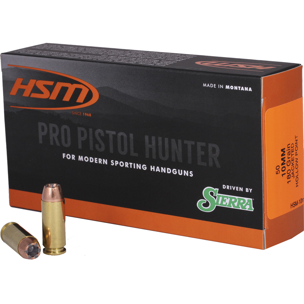 HSM Pro Pistol Hunter 10mm Auto Jacketed hollow point 180 Grain 50 Rounds