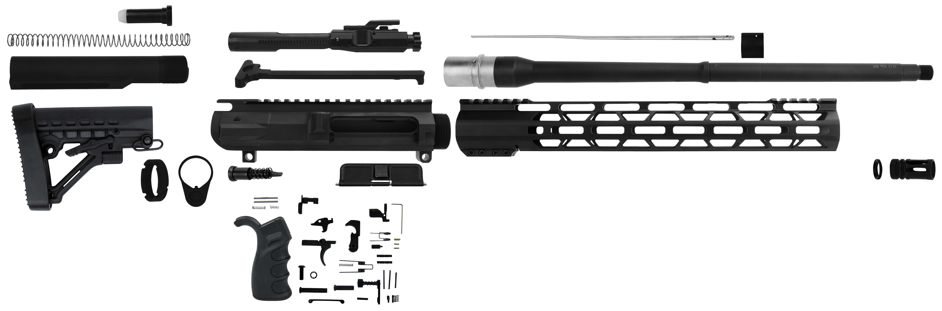 TacFire Ssrk308lpk18bn Ar Build Kit Rifle 308 Win Ar-10 Aluminum 5/8-24
