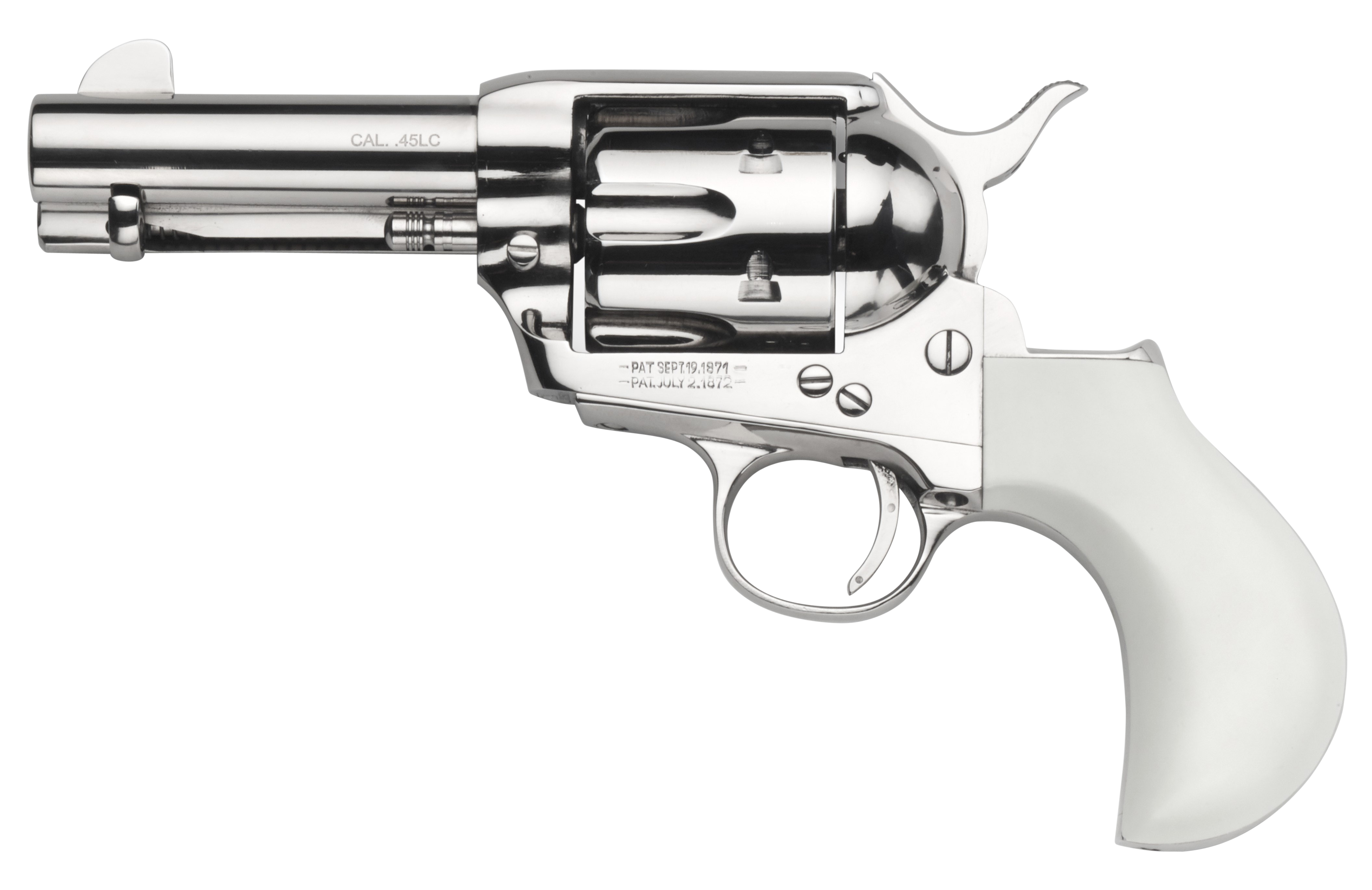 Taylors & Company 200073 1873 Cattleman 357 Mag Caliber with 3.50" Barrel, 6rd Capacity Cylinder, Overall Nickel-Plated Finish Steel & Ivory Birdshead Synthetic Grip