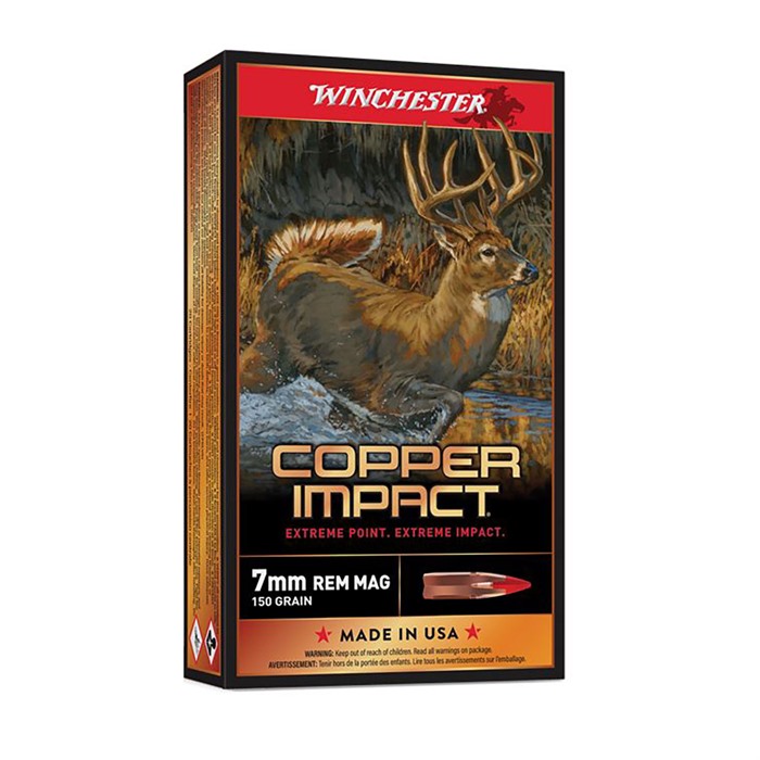 Winchester Copper Impact 7mm Remington Magnum Lead Free Tip 150 Grain 20 Rounds