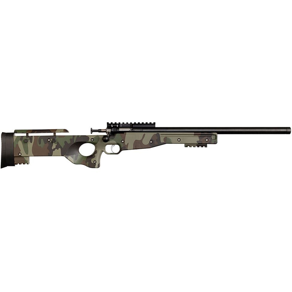 Crickett KSA2150-M81 Precision  Full Size 22 LR Single Shot 16.10" Blued Threaded Bull Barrel, Blued Crickettinny Rail Steel Receiver, M81 Woodland Camo Synthetic Adj LOP Stock
