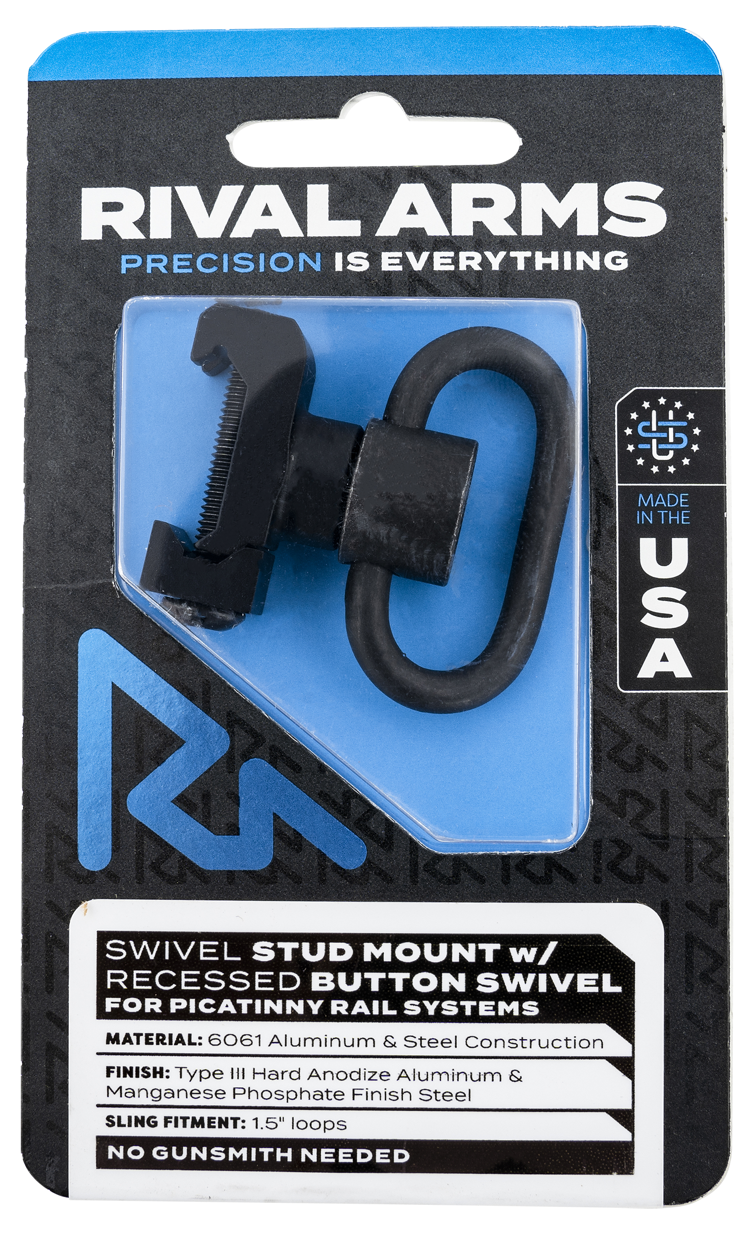 Rival Arms RARA92P2A Swivel Stud Mount  Black Manganese Phosphate Finish, 1.5" Recessed Button Steel Swivel compatible with Picatinny Rail