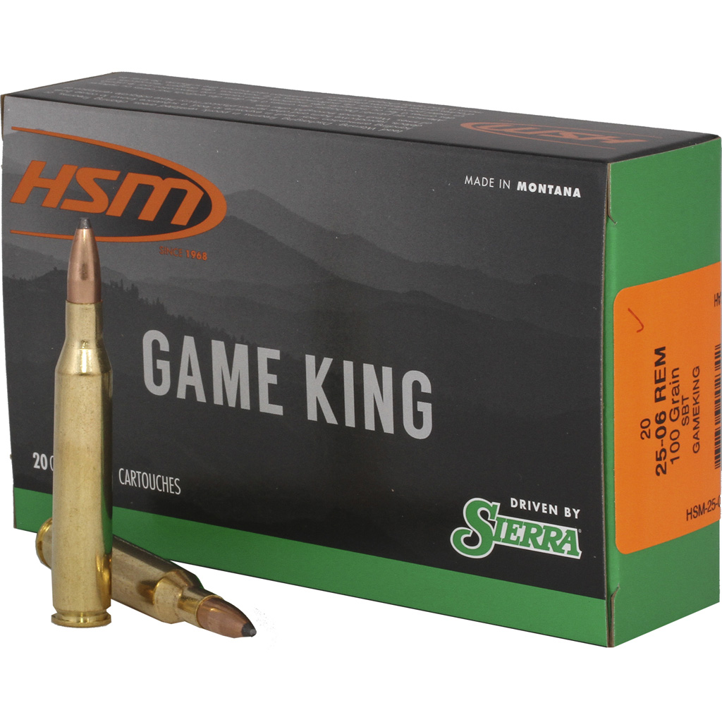 HSM Game King 25-06 Remington Sierra Spitzer Boat Tail 100 Grain 20 Rounds