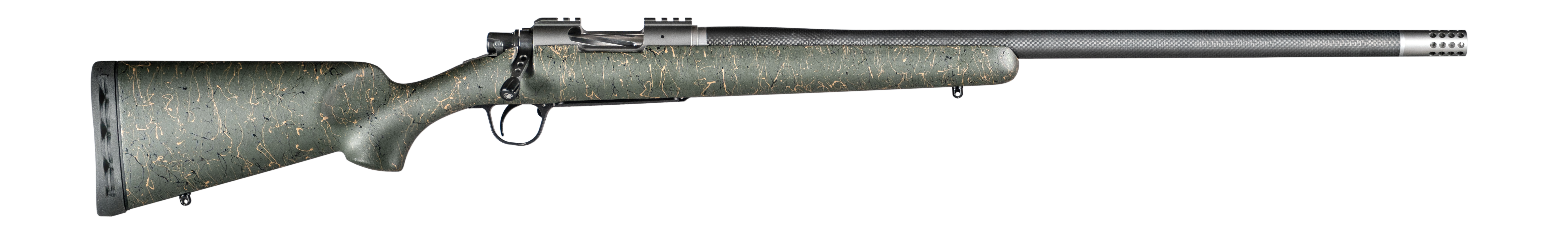 Christensen Arms CA10268H14233 Summit TI  Full Size 6.5 Creedmoor 4+1, 24" Natural Titanium Steel Threaded Barrel, Natural Titanium Aluminum Receiver Green w/Black/Tan Webbing Fixed Sporter Stock