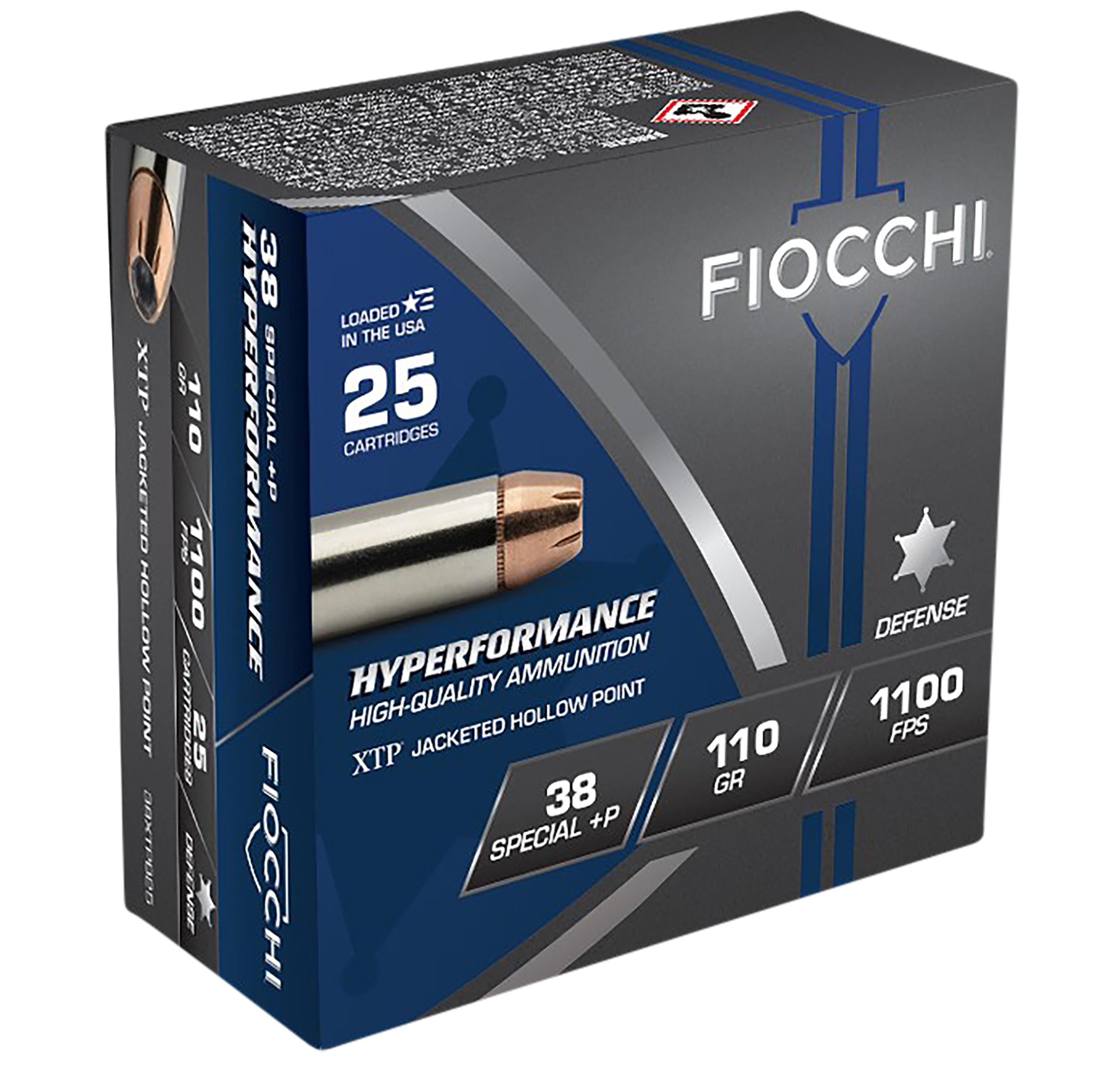 Fiocchi Hyperformance Defense 38 Special +P XTP Hollow Point 110 Grain 25 Rounds