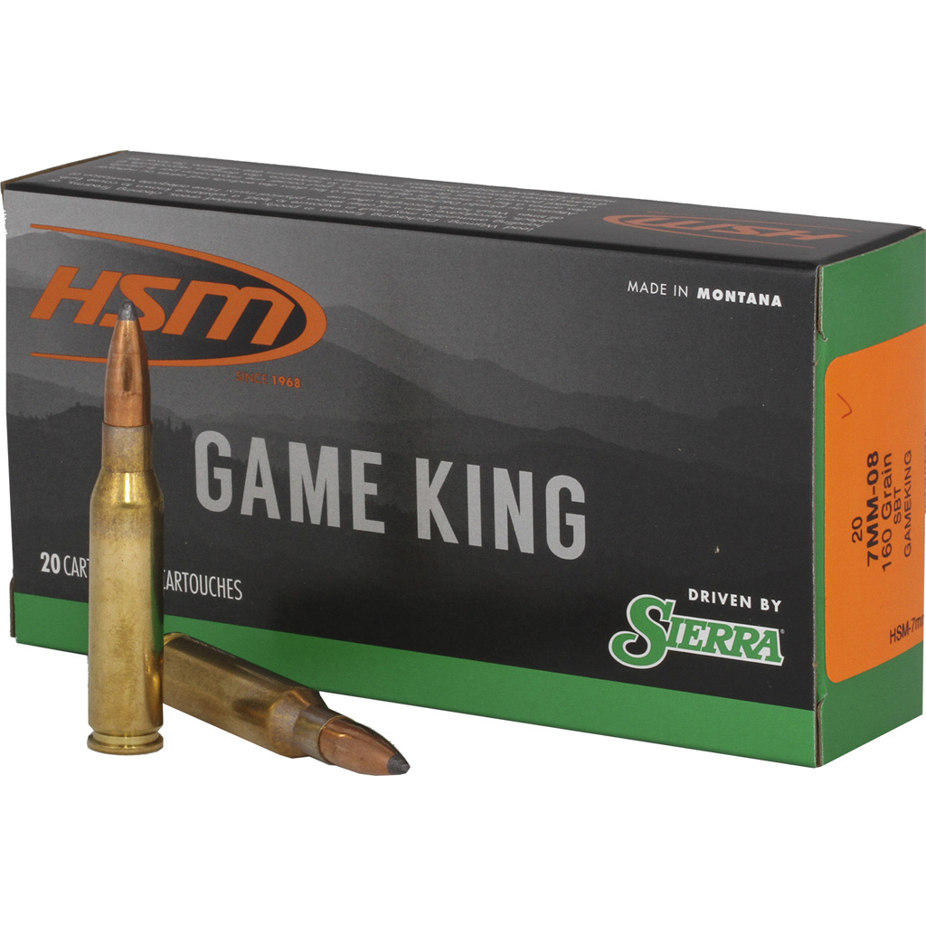 Hsm Game King 7mm-08 Remington Sierra Spitzer Boat Tail 160 Grain 20 Rounds