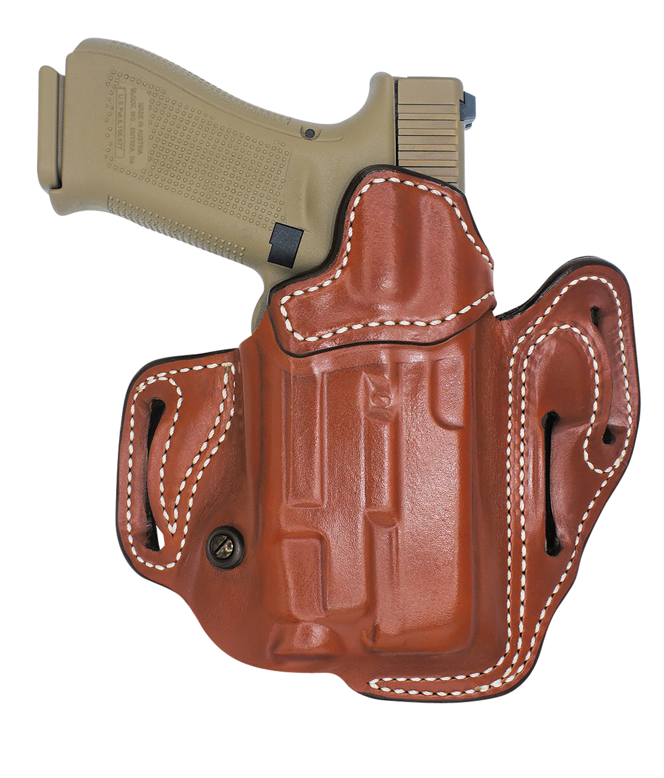 DeSantis Gunhide 201TA0RZ0 Vengeance Scabbard  OWB Tan Leather Fits Glock 17/22/31 w/SURFR X300 OR, Belt Slide