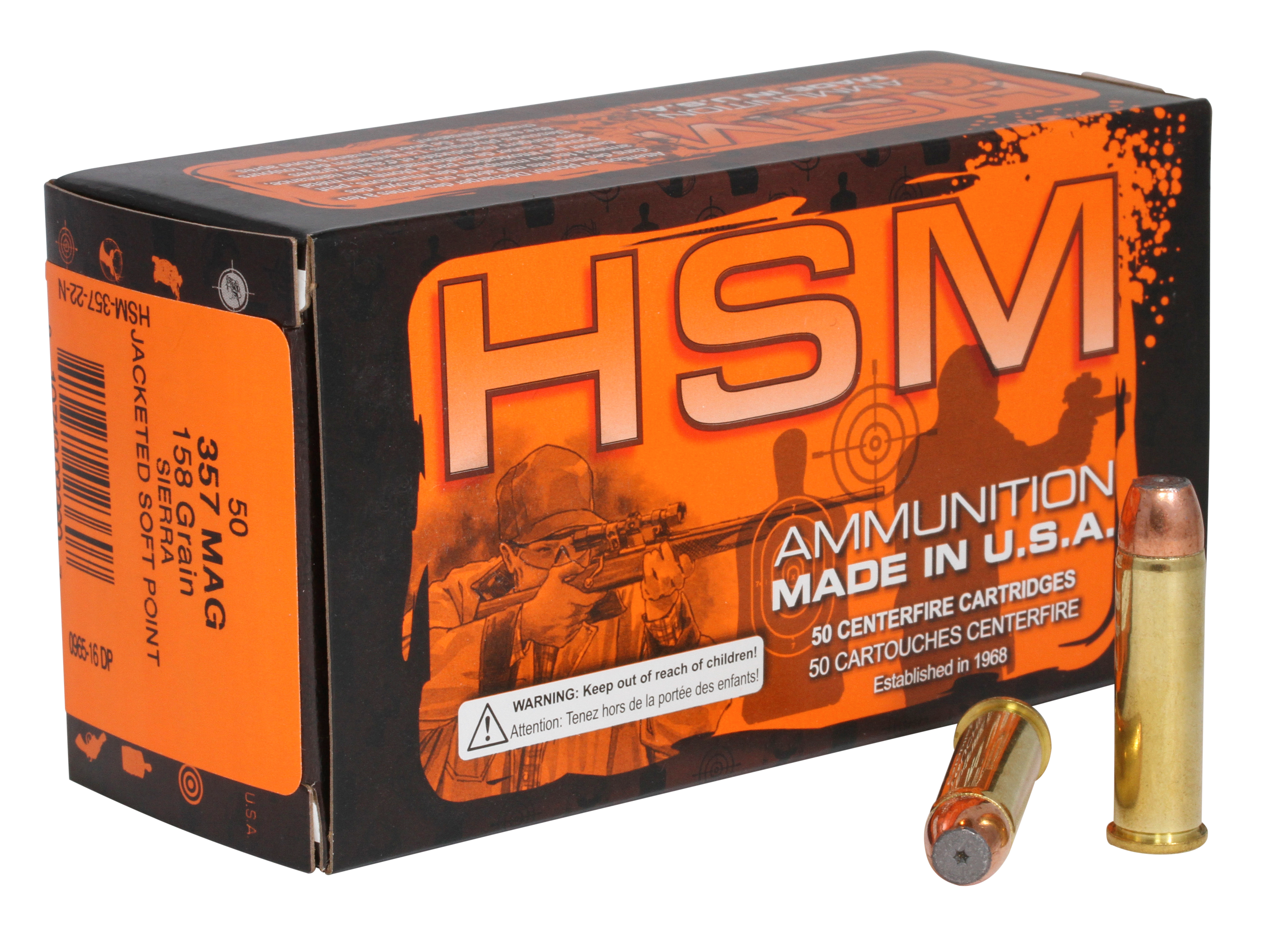 Hsm Pro Pistol 357 Magnum Jacketed Soft Point 158 Grain 50 Rounds