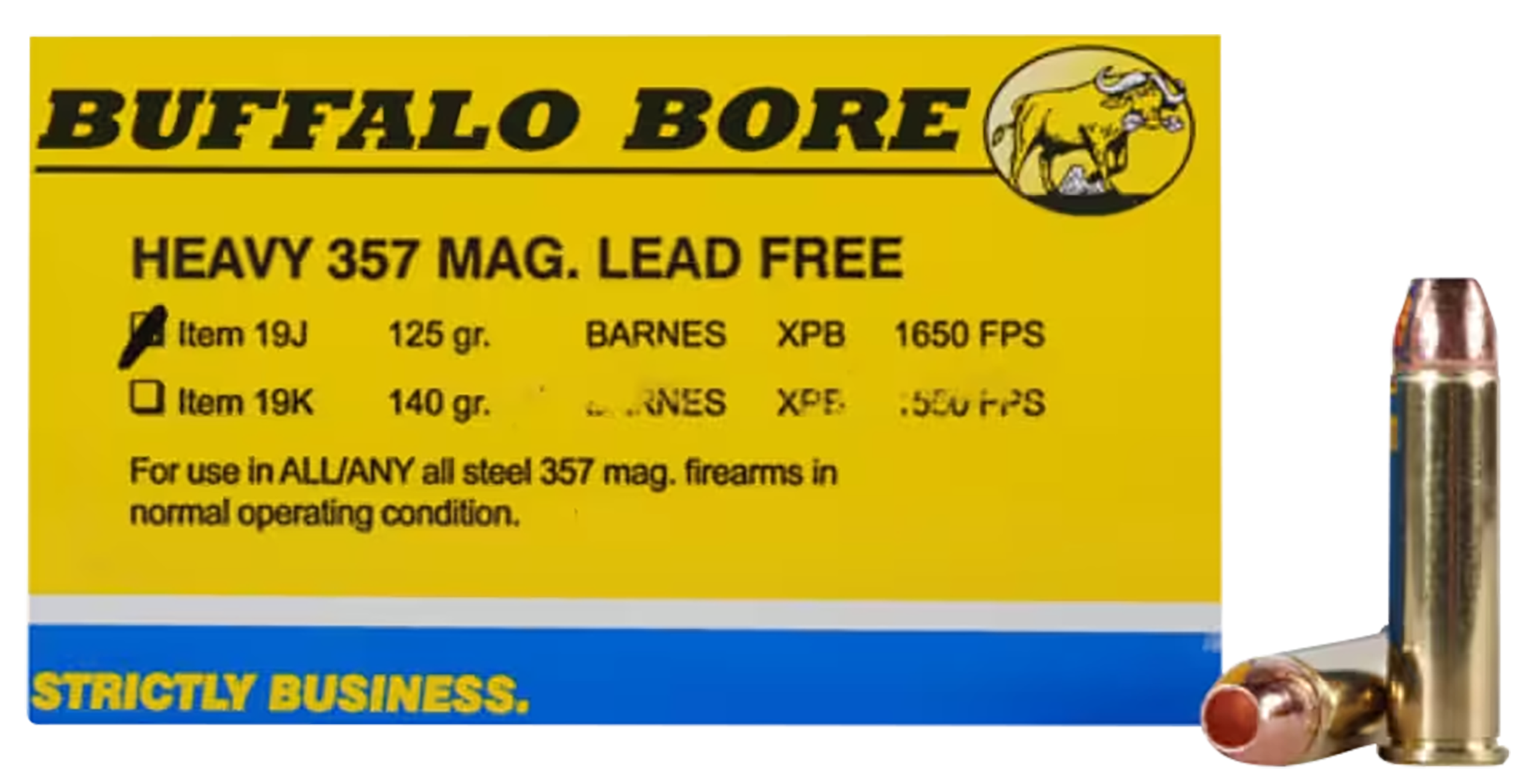Buffalo Bore Ammunition 19J20 Buffalo-Barnes Strictly Business 357Mag 125gr Barnes VOR-TX XPB Lead Free 20 Rounds
