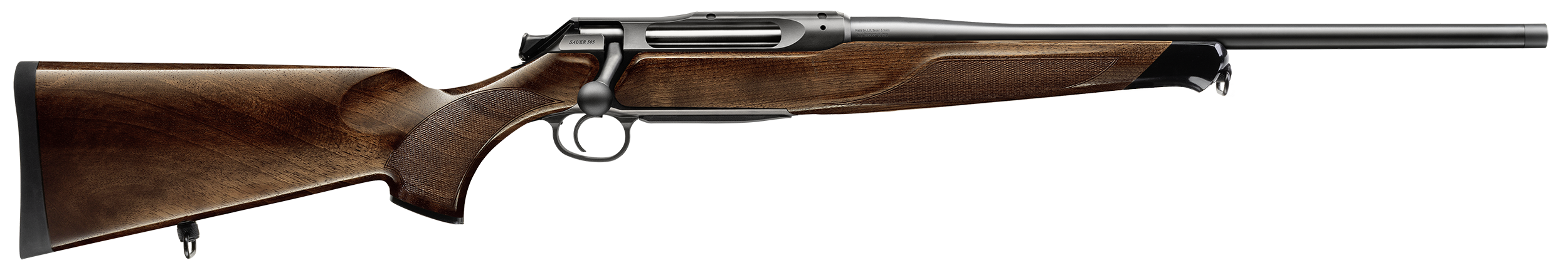 Sauer 80117099 505 Lux Full Size 300 Win Mag 3+1 24" Matte Blued Threaded Barrel, Matte Blued Saddle Mount Steel Receiver, Grade 2 Wood Fixed Stock