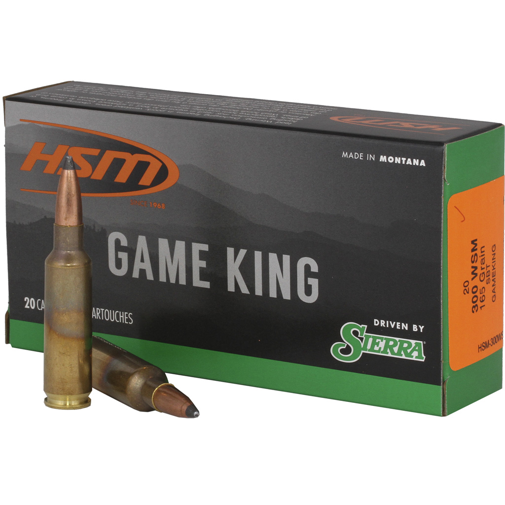HSM Game King, 300 Winchester Short Magnum, Spitzer BT, 165 Grain, 20 Rounds