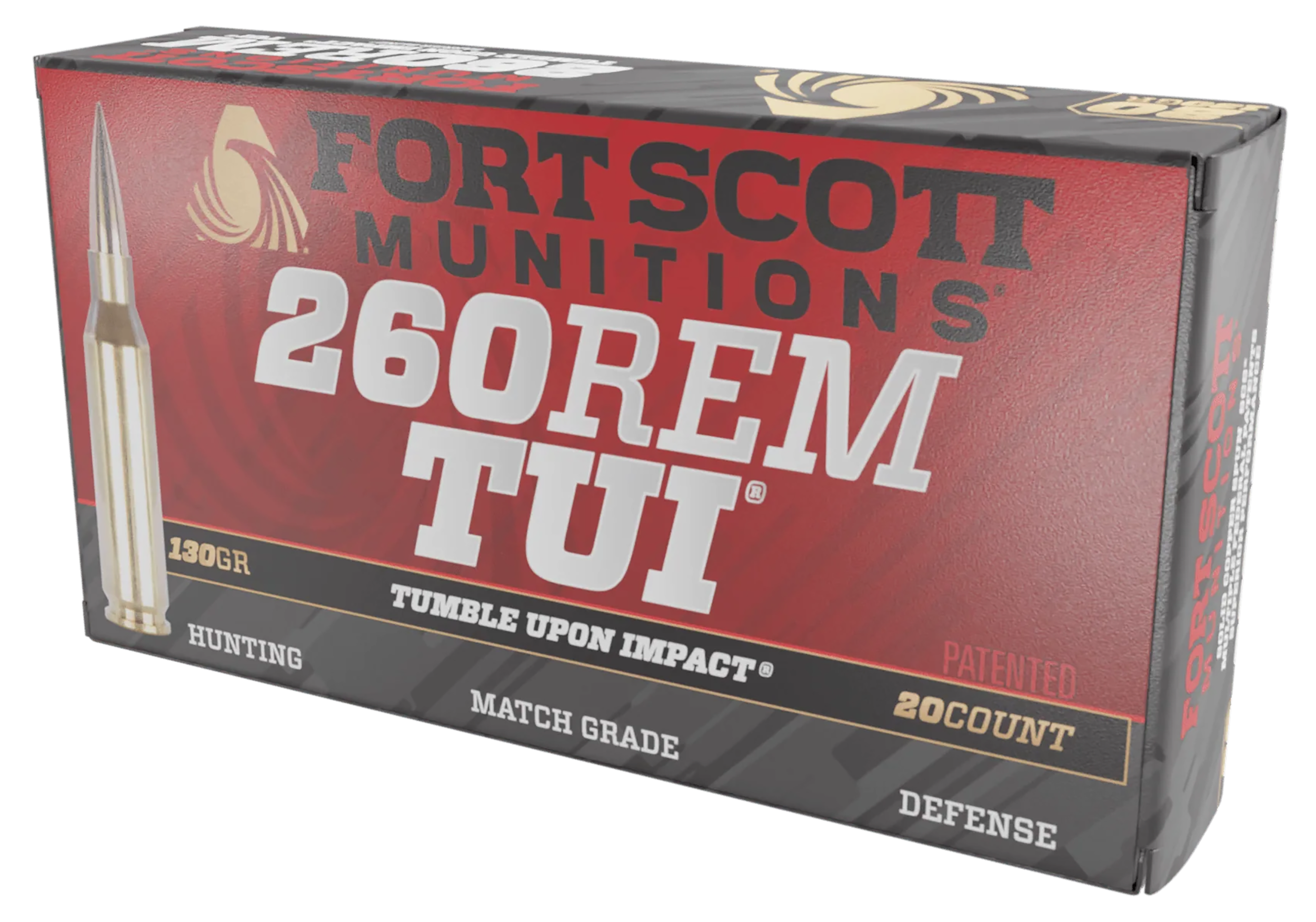 Fort Scott Munitions 260130SCV2 Tumble Upon Impact (TUI) 260Rem 130gr Solid Copper Spun 20 Rounds
