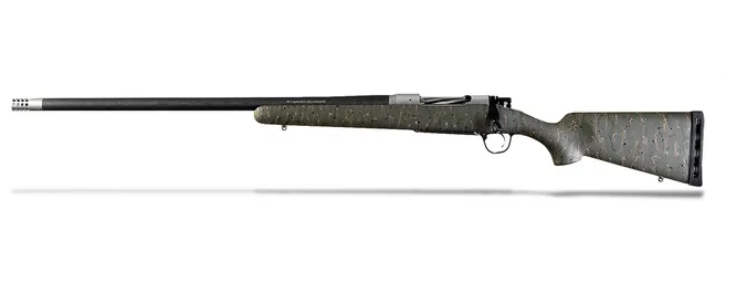 Christensen Arms Ridgeline, 7mm-08 Remington, 24in. Barrel, 4rd, CF Stock w/ Green, Black, & Tan Accents, CF Barrel, SS Radial Muzzle Brake - Gray (NPN: 801-06009-00)