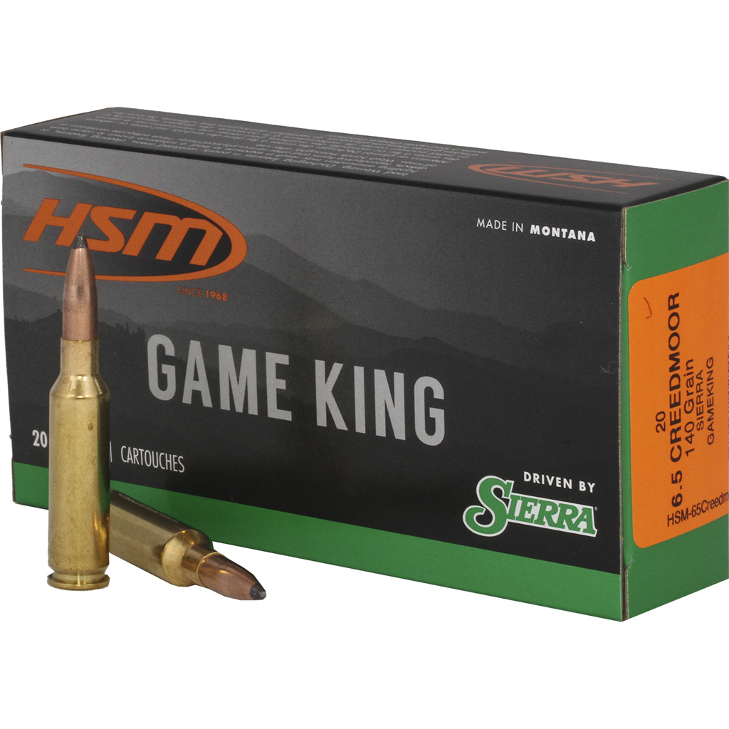 Hsm Game King 6.5 Creedmoor Sierra Spitzer Boat Tail 140 Grain 20 Rounds