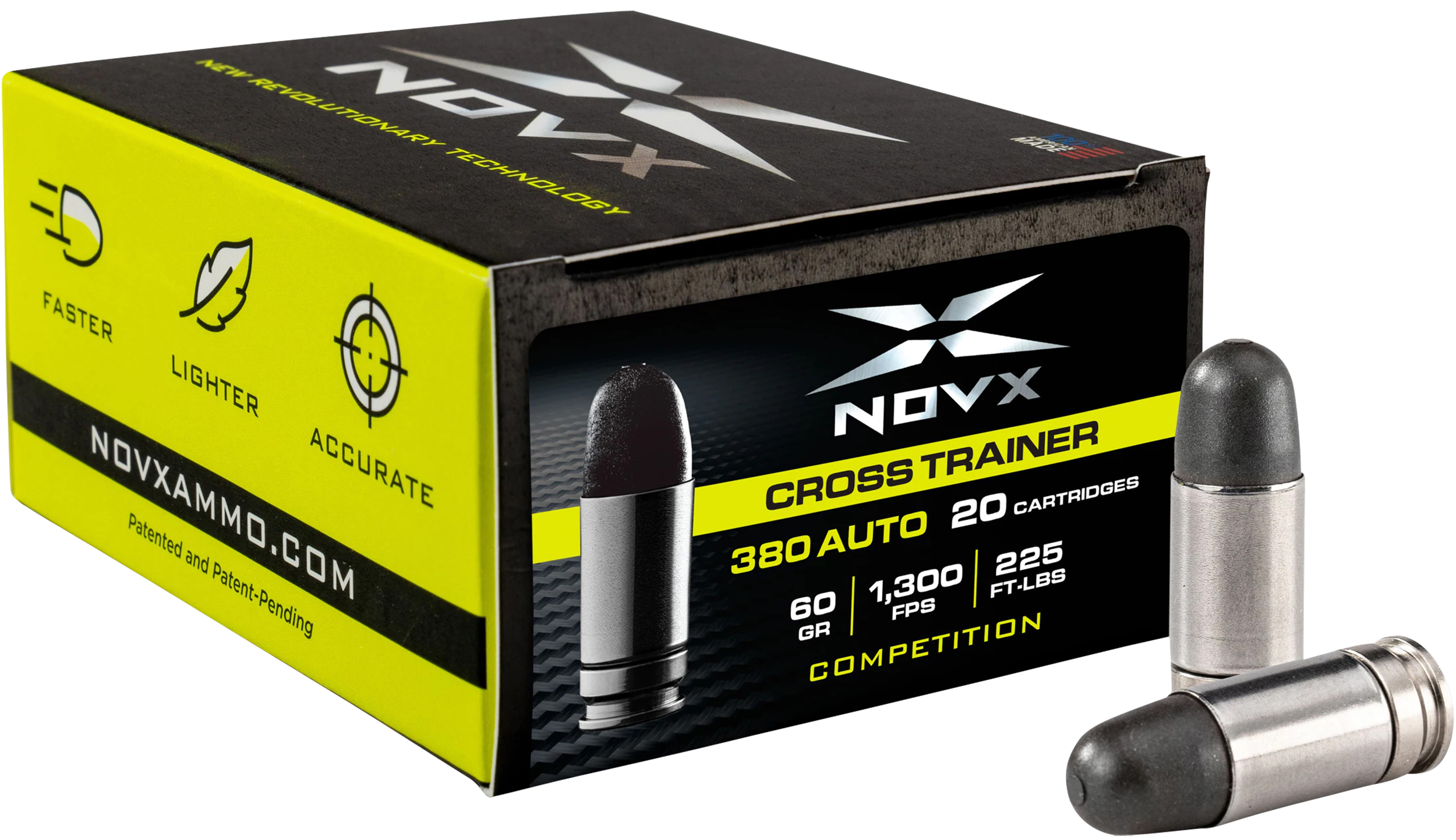 NovX 380CTCSS20 Black  380ACP 60gr Copper Polymer Frangible 20 Rounds