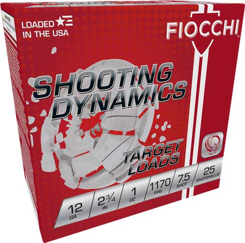 Fiocchi, 12 Gauge 2 3/4 Inch 1 Oz #7.5 Lead Shot Shotshells, Lead Shot, 25 Rounds