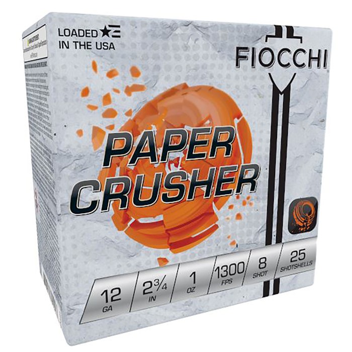 Fiocchi Paper Crusher, 12 Gauge, 1 oz #8 Shot, 25 Rounds