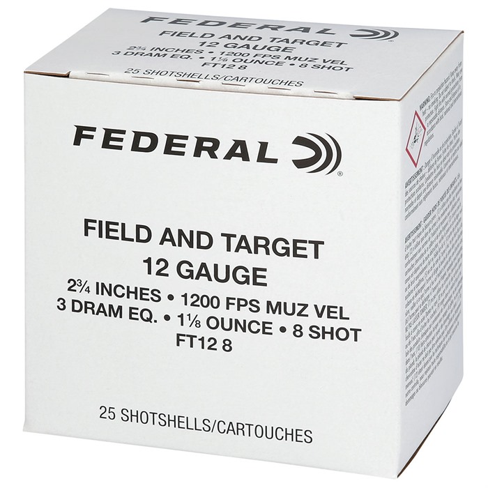 Federal 12 Gauge 2-3/4 Inch #8 Shot 1-1/8 Ounce 25 Rounds