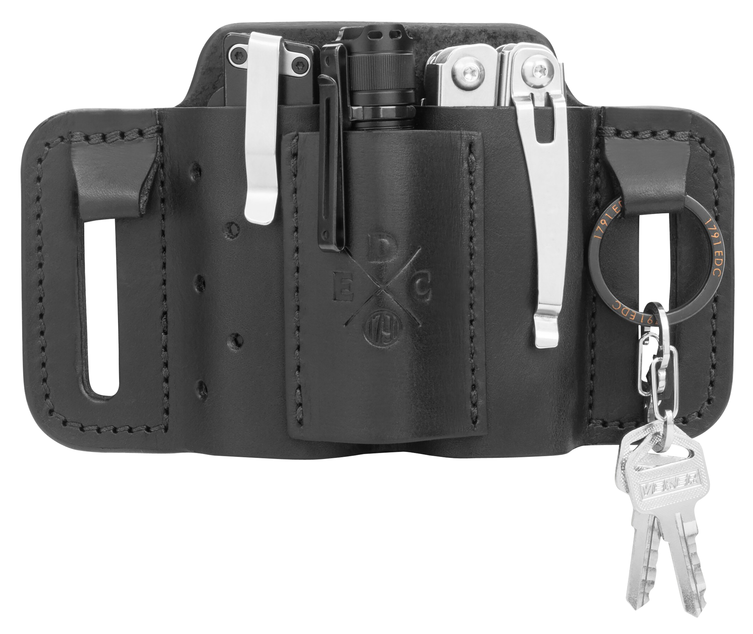 1791 Gunleather MNESMFBLKA EDC Mini Easy Slide OWB Black Leather Belt Slide Ambidextrous