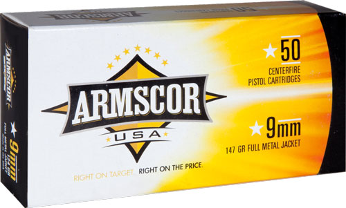 Armscor FAC95 9mm Luger Full Metal Jacket 147 Grain 50 Rounds