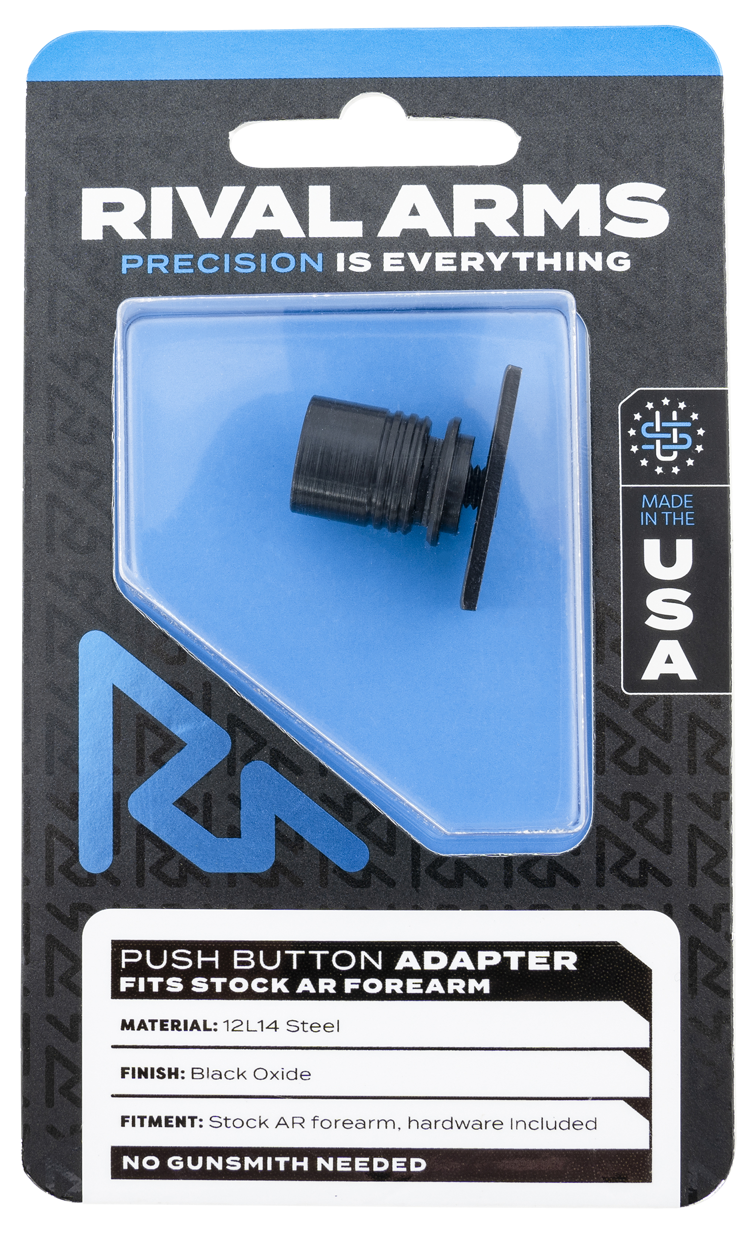 Rival Arms RA-RA92M5B Push Button Adapter 12L14 Steel Oxide AR Forearm