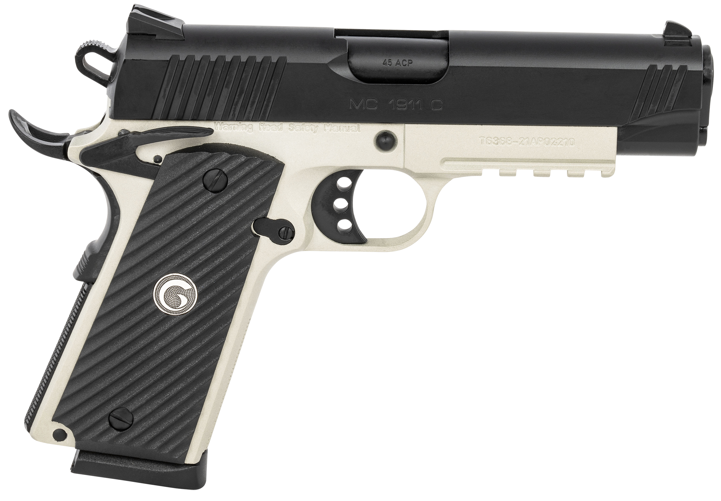 EAA GIRSAN 390072 MC1911 Commander Carry Frame 45 ACP 8+1, 4.40" Black Steel Barrel, Blued Serrated Slide, Matte Gray Steel Frame w/Beavertail & Picatinny Rail, Laminate Grip, Ambidextrous