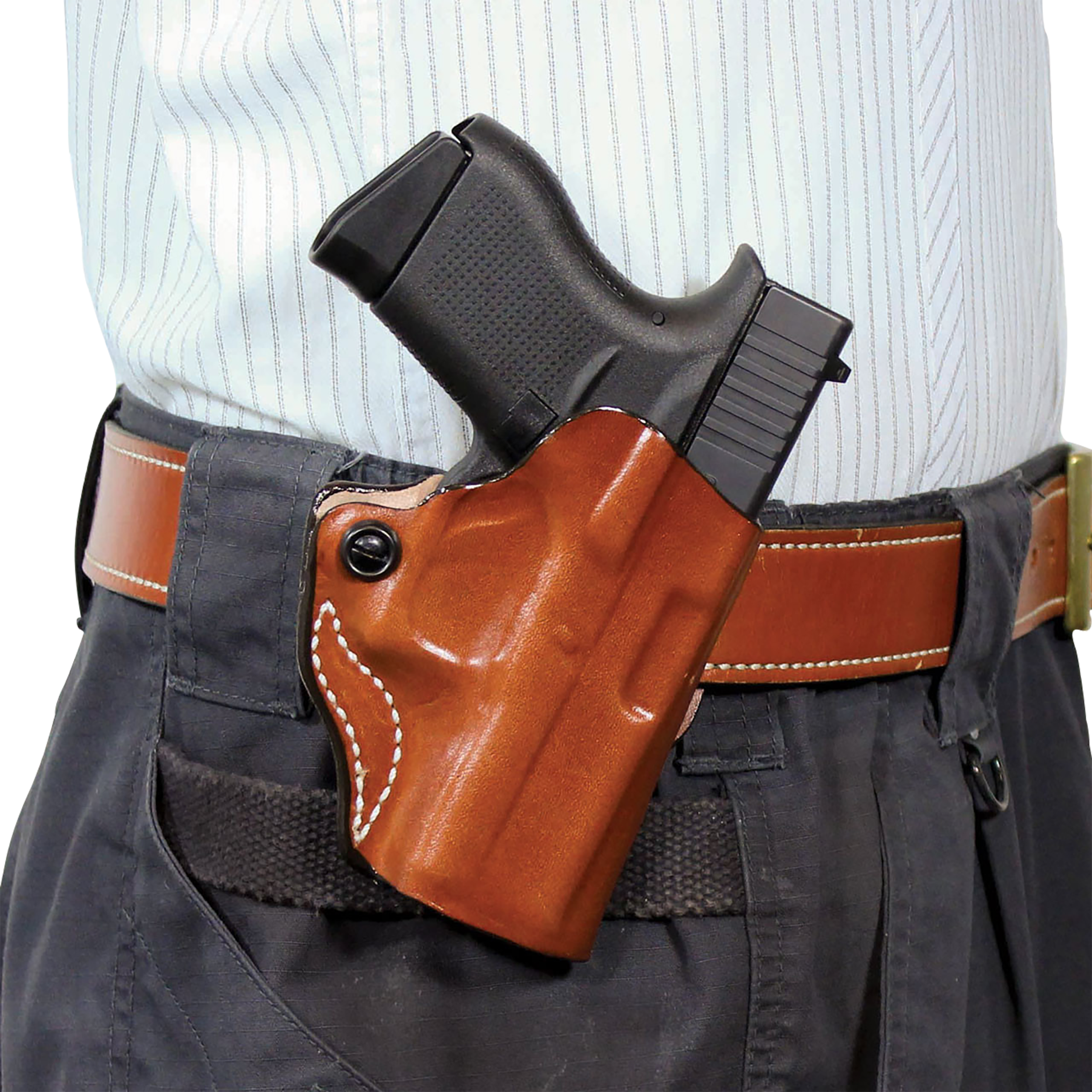 DeSantis Gunhide 019TA3NZ0 Mini Scabbard  OWB Tan Leather Belt Slide Fits Glock 48 Right Hand