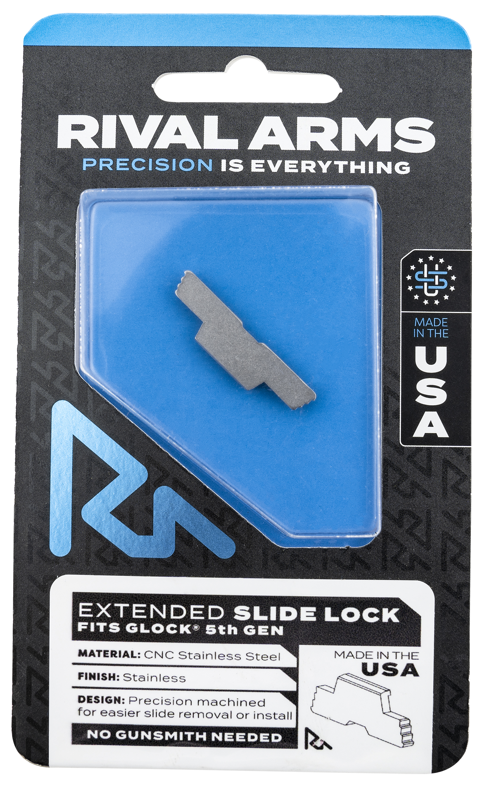 Rival Arms Stainless Extended Slide Lock for Glock 34 17 19 Gen5