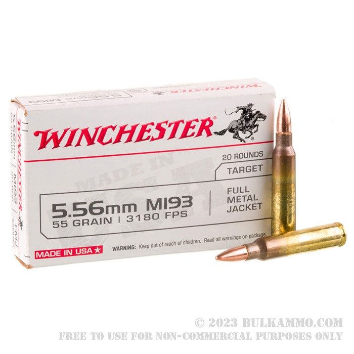 5.56X45 M193 55GR FULL METAL JACKET 20/BOX