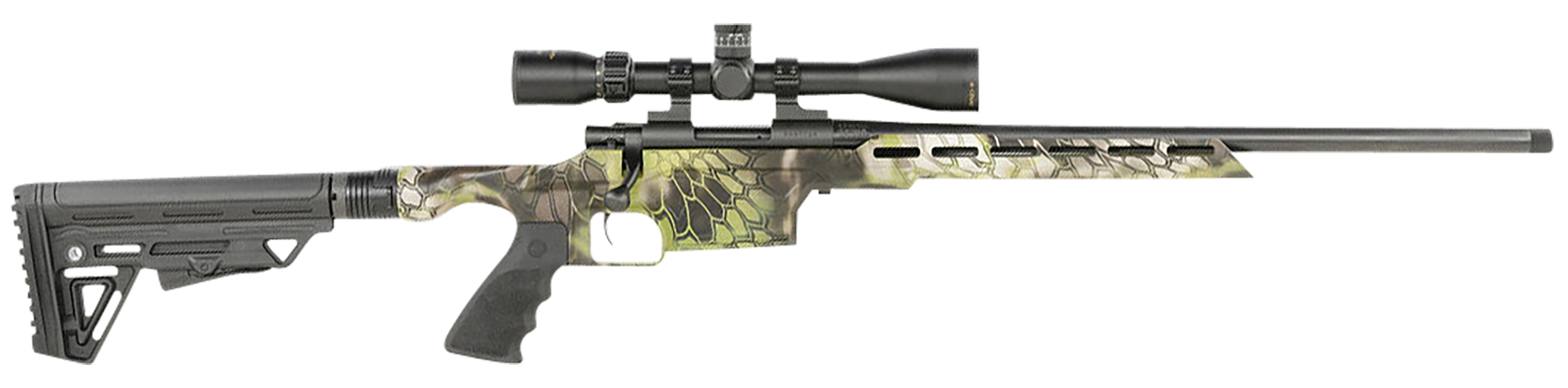 Howa HMXL223KAC M1500 Mini Excel Lite 223 Rem 20" TB 5+1, Kryptek Altitude HTI Excl Lite Chassis, Black Folding Stock