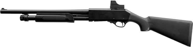 Akkar Churchill 612 Pump 12GA, 28in. Barrel, 4rd, Incl. 18.5" Defensive barrel. Incl. Red Dot Sight - Black (111374)