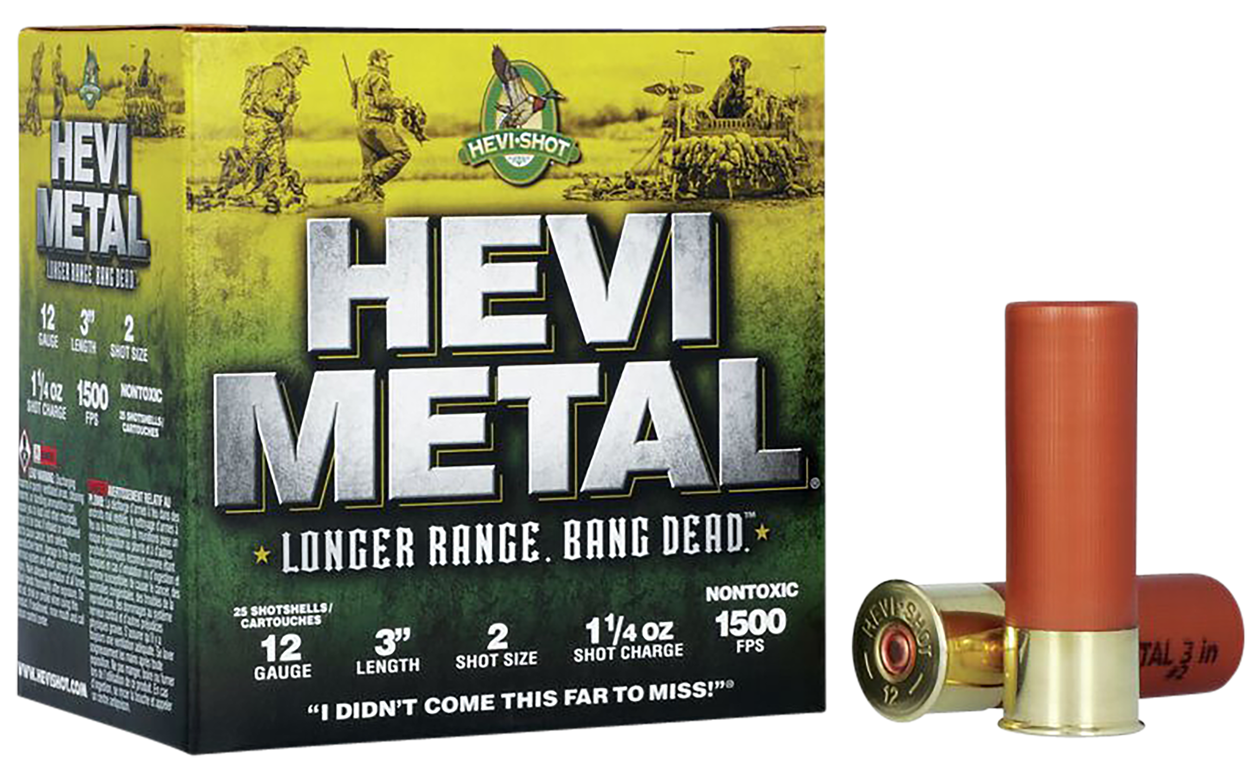 HEVI-Metal HS38002 HEVI-Metal Longer Range 12Gauge 3" 1 1/4oz 2Shot 25 Rounds